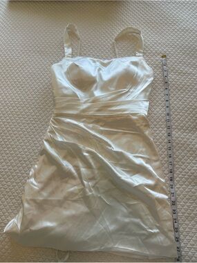 White Satin A-Line Dress with Sweetheart Neckline.